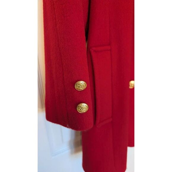 Talbots Red Wool Pea Coat Size 6P Gold Buttons Double Breasted Vintage Jacket - Picture 6 of 10